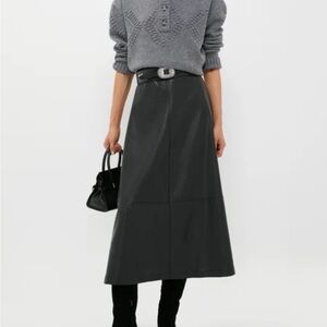 Tuckernuck NWT Black Leather Midi Skirt
